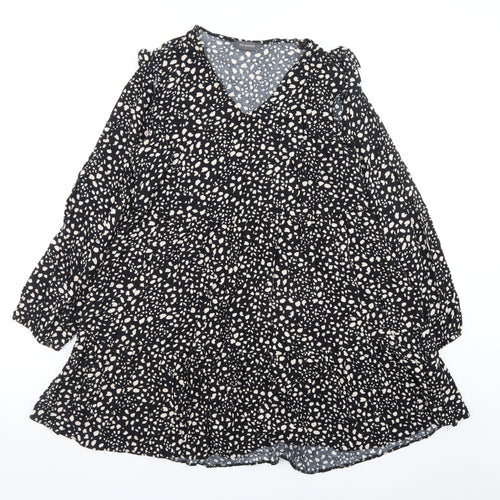 Primark Women's Black Animal Print Skater Dress Size 12