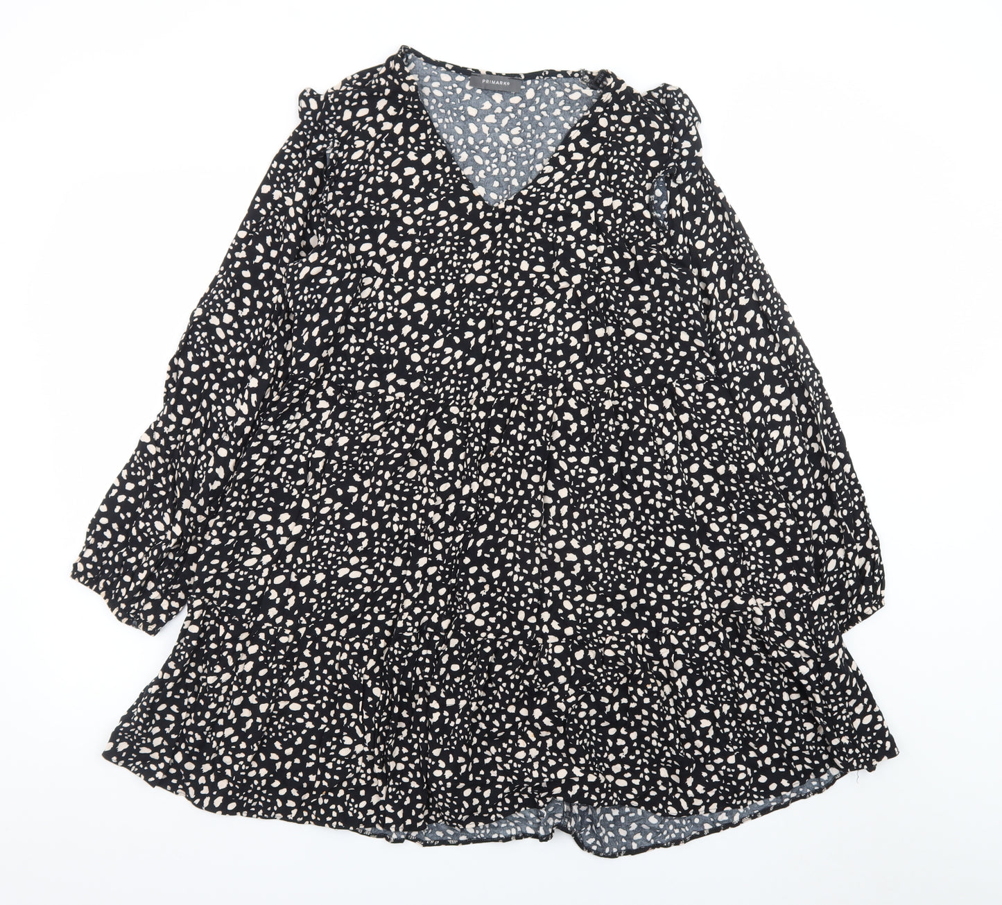 Primark Women's Black Animal Print Skater Dress Size 12