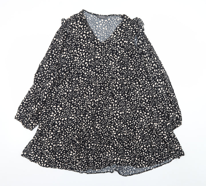 Primark Women's Black Animal Print Skater Dress Size 12