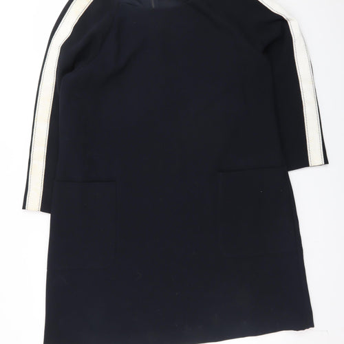 Mint Velvet Women Black Shift Dress Size 18 3/4 Sleeve Knee Length