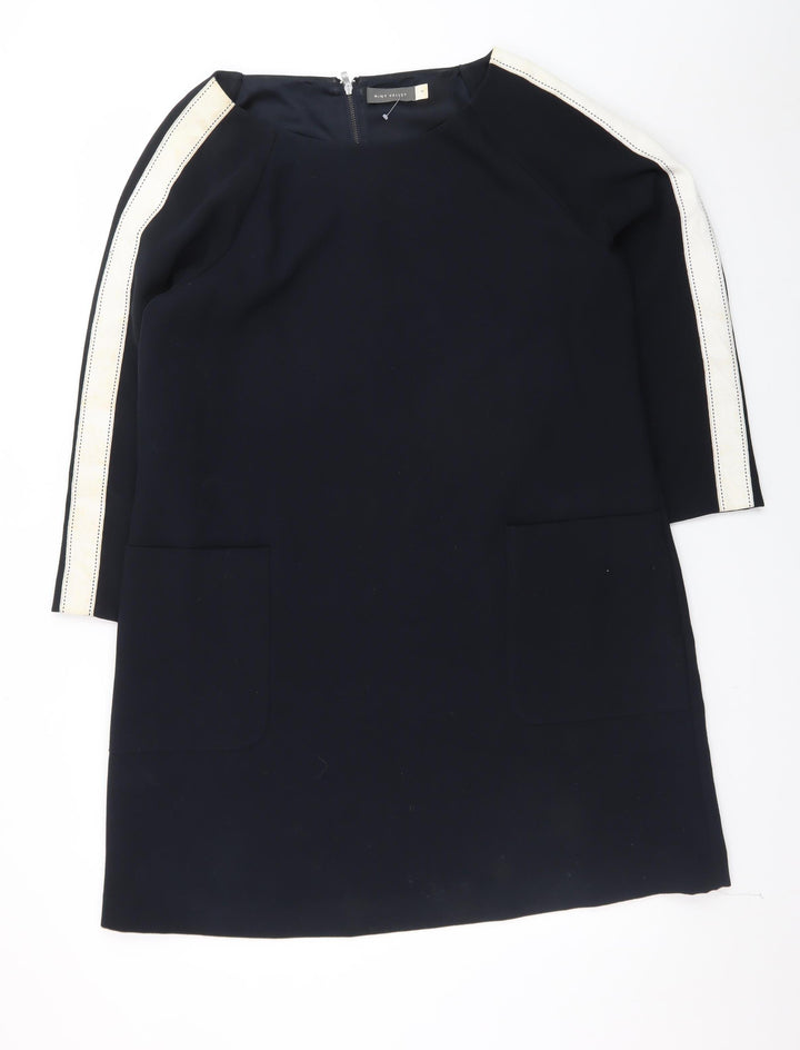 Mint Velvet Women Black Shift Dress Size 18 3/4 Sleeve Knee Length