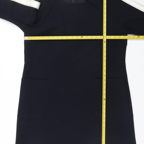 Mint Velvet Women Black Shift Dress Size 18 3/4 Sleeve Knee Length