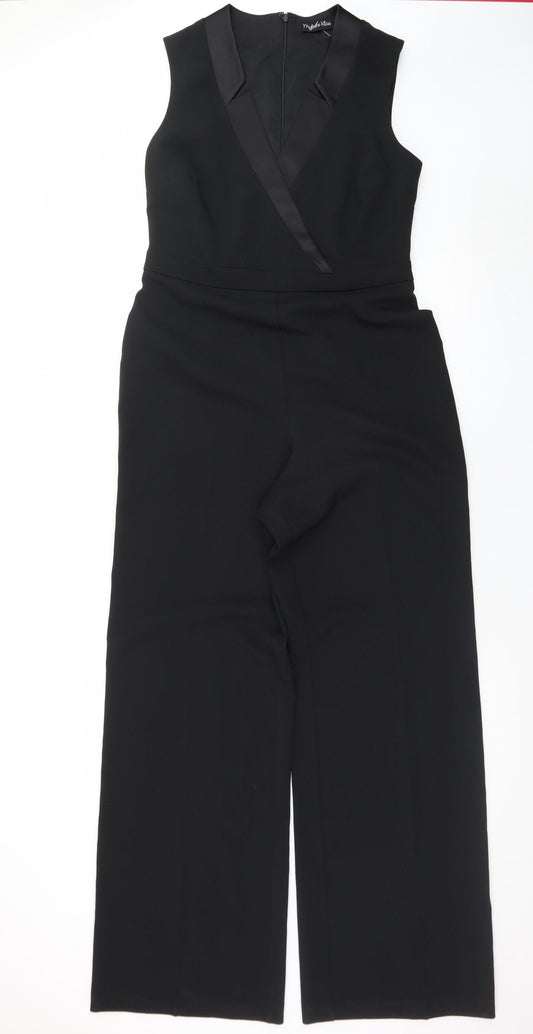 Myleene Klass Women's Black Sleeveless Wide-Leg Jumpsuit UK 12