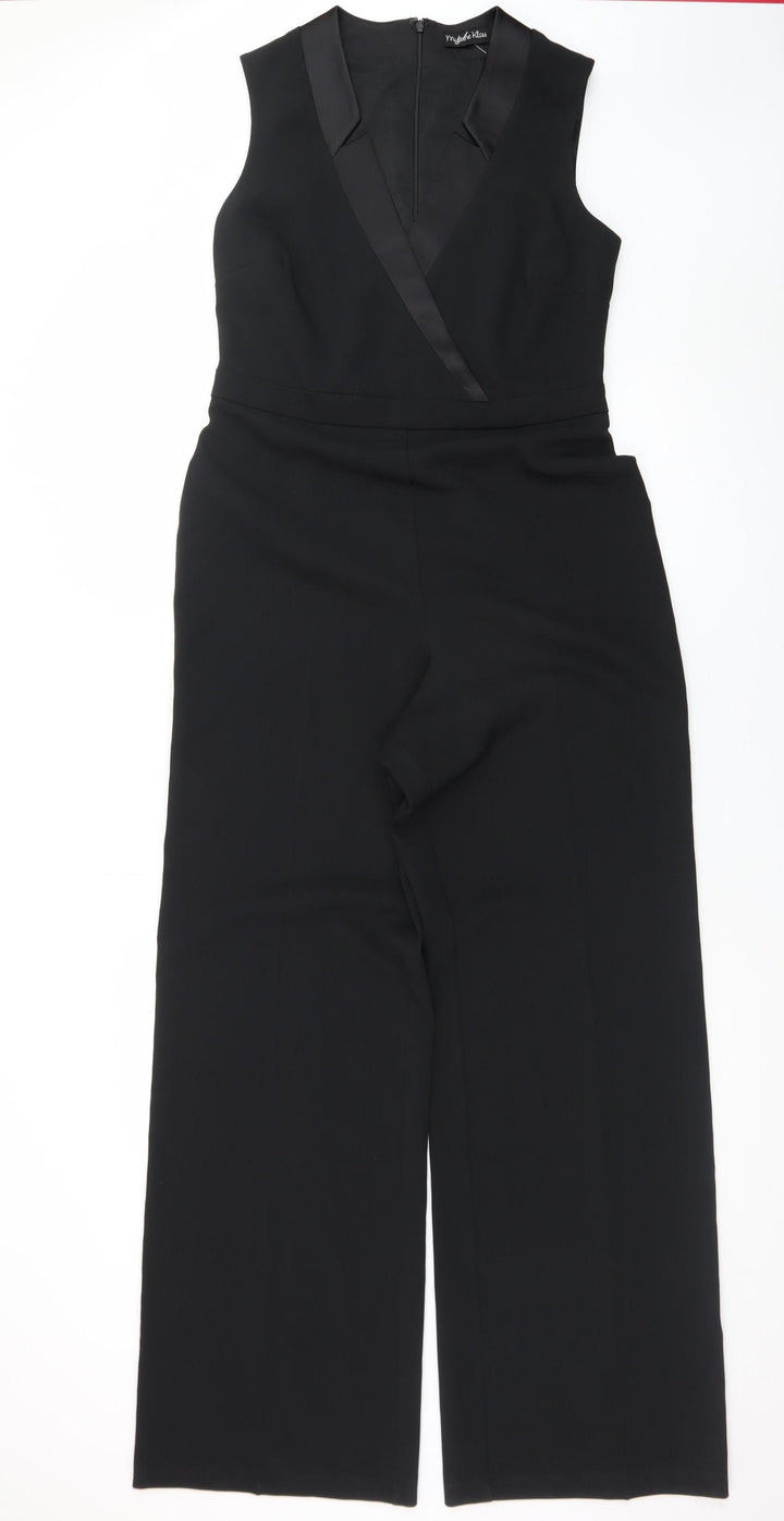 Myleene Klass Women's Black Sleeveless Wide-Leg Jumpsuit UK 12