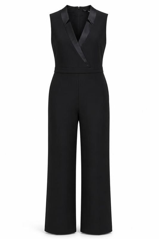 Myleene Klass Women's Black Sleeveless Wide-Leg Jumpsuit UK 12
