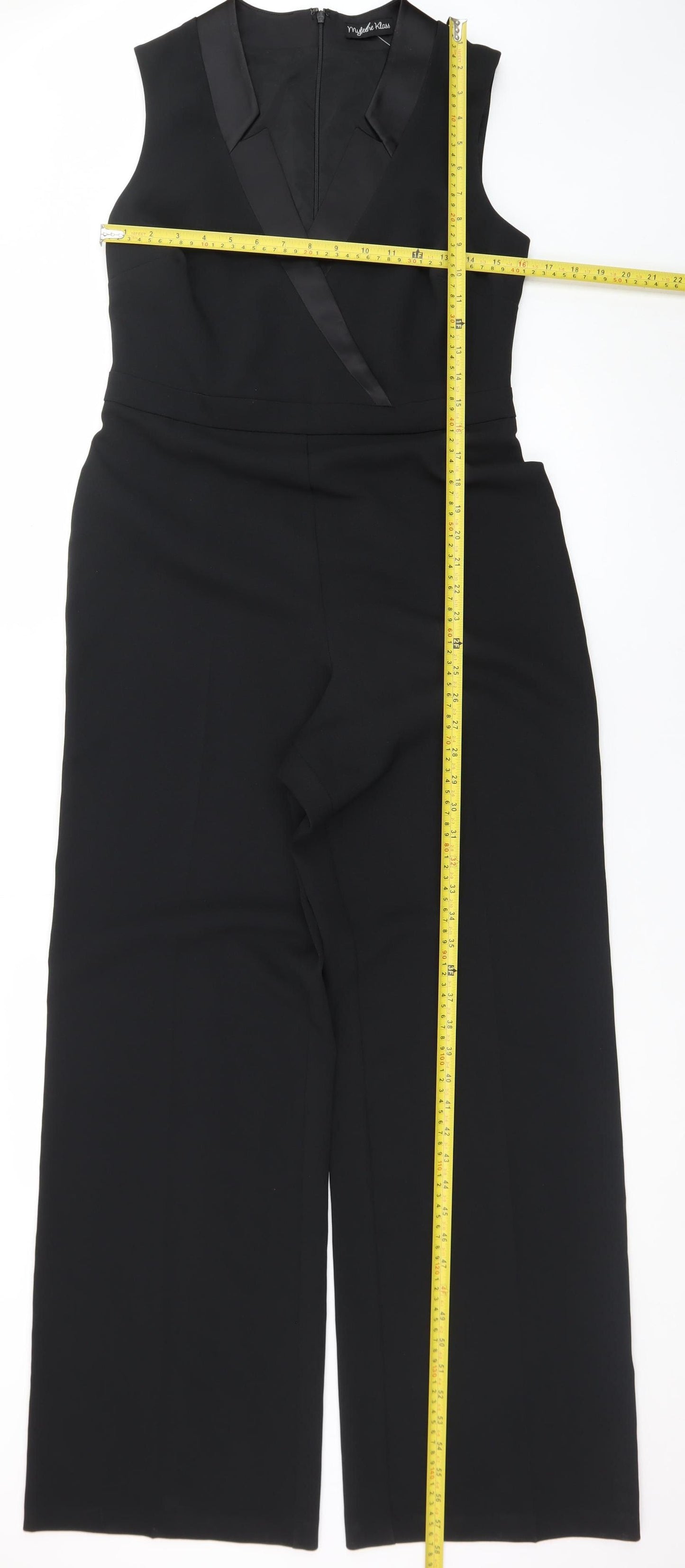 Myleene Klass Women's Black Sleeveless Wide-Leg Jumpsuit UK 12