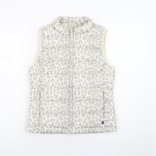 GAP Kids Girls Ivory Animal Print Puffer Gilet 2XL Water Resistant