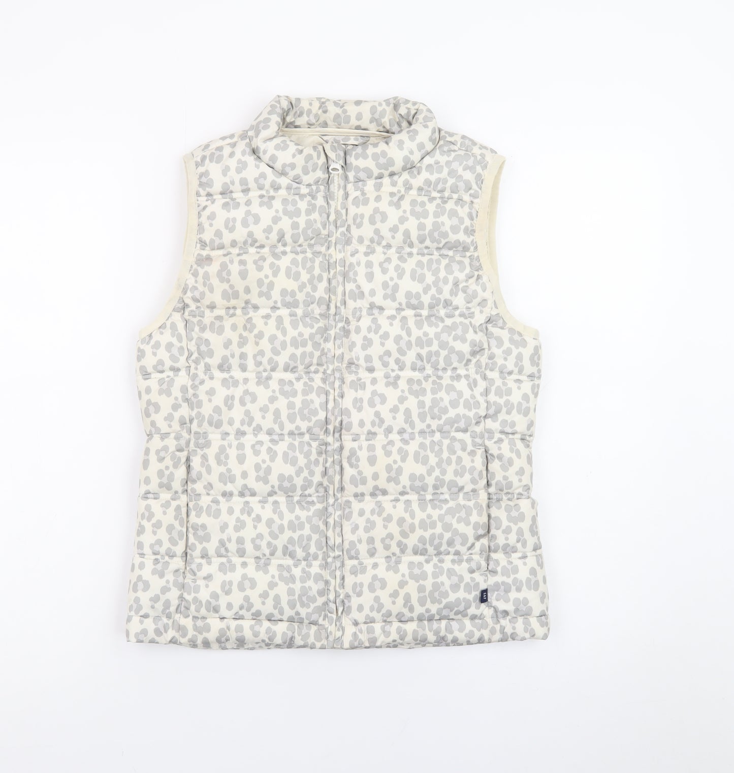 GAP Kids Girls Ivory Animal Print Puffer Gilet 2XL Water Resistant