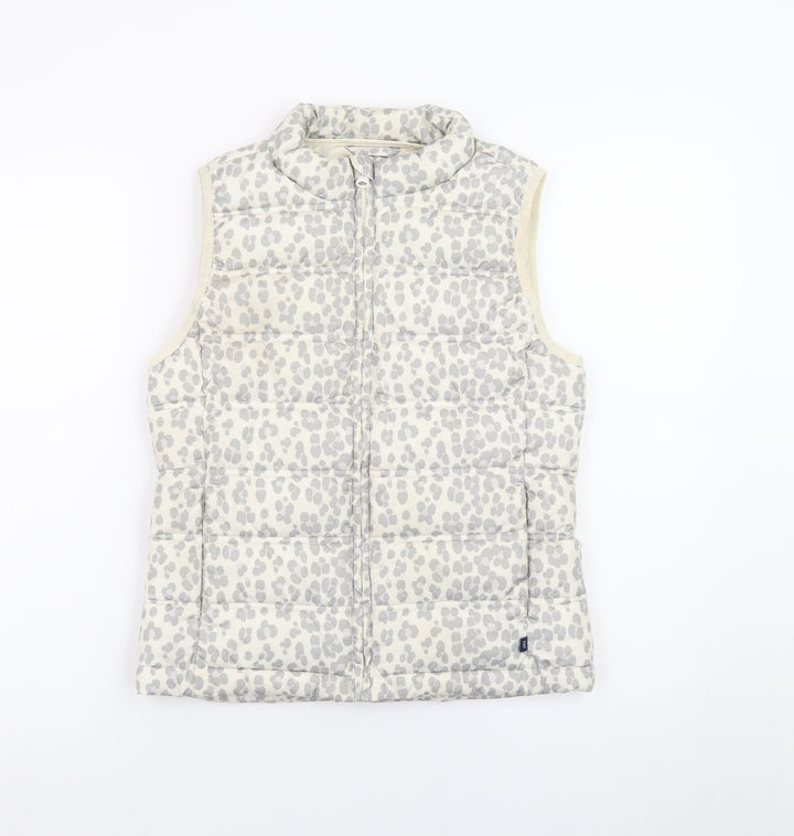 GAP Kids Girls Ivory Animal Print Puffer Gilet 2XL Water Resistant