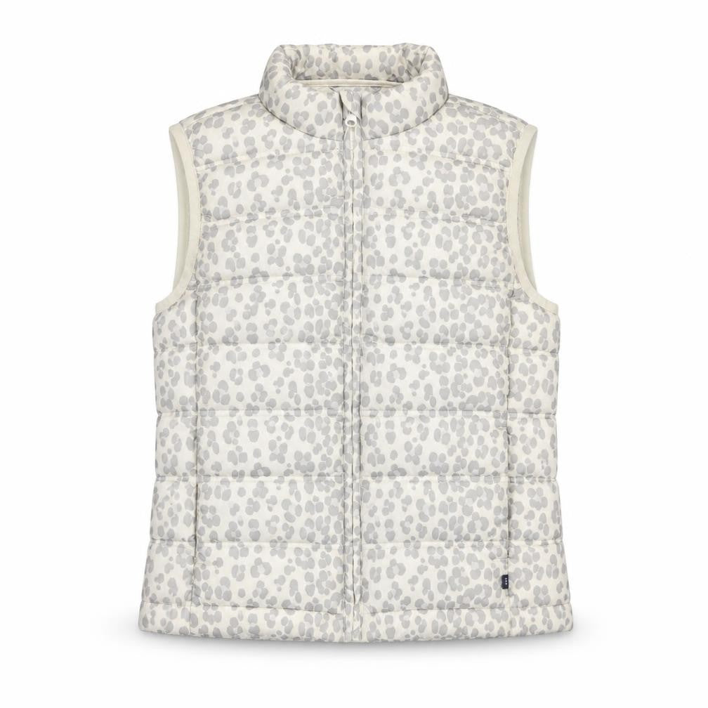 GAP Kids Girls Ivory Animal Print Puffer Gilet 2XL Water Resistant