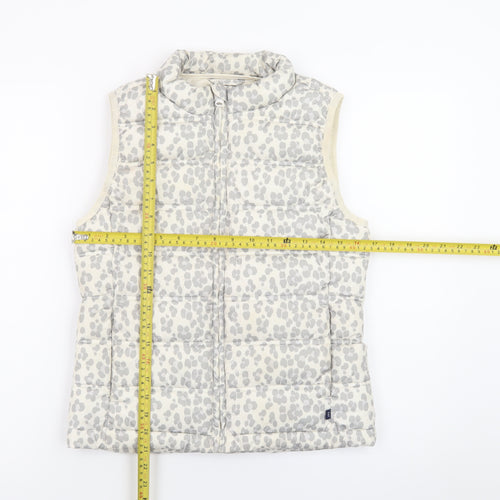 GAP Kids Girls Ivory Animal Print Puffer Gilet 2XL Water Resistant