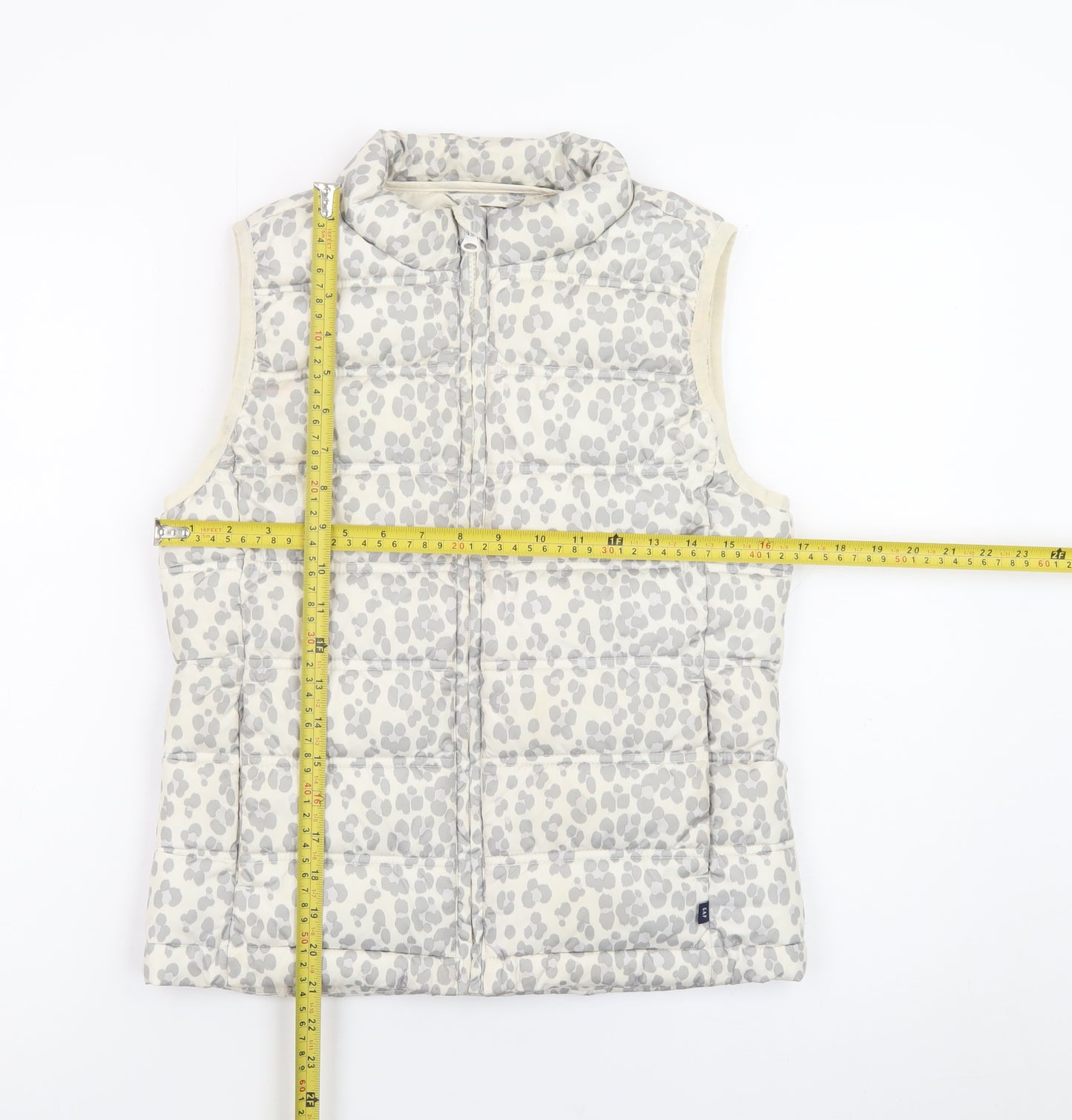 GAP Kids Girls Ivory Animal Print Puffer Gilet 2XL Water Resistant