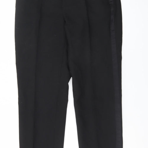 Zara Womens Black Slim Fit Satin Trim Dress Pants Size L