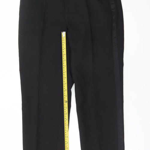 Zara Womens Black Slim Fit Satin Trim Dress Pants Size L