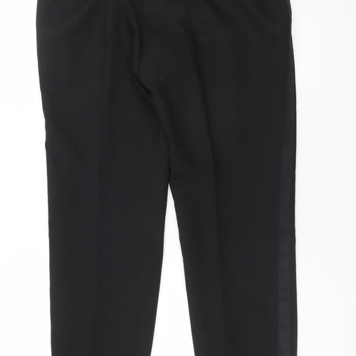 Zara Womens Black Slim Fit Satin Trim Dress Pants Size L