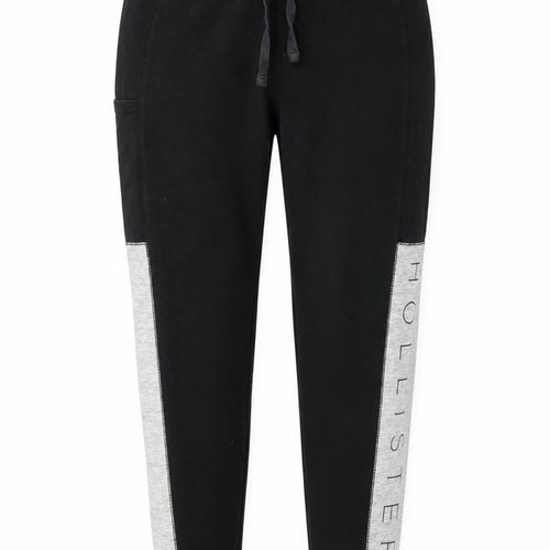 Hollister Mens Black Jogger Trousers M Elastic Waist Logo Fleece