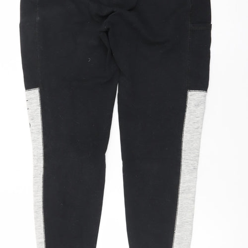 Hollister Mens Black Jogger Trousers M Elastic Waist Logo Fleece