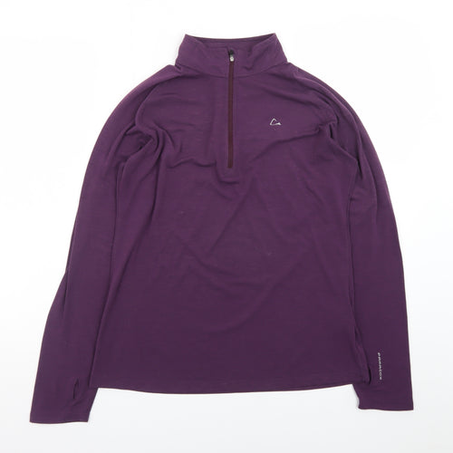 Paradox Women's Purple Long Sleeve Merino Wool Zip Top Size L