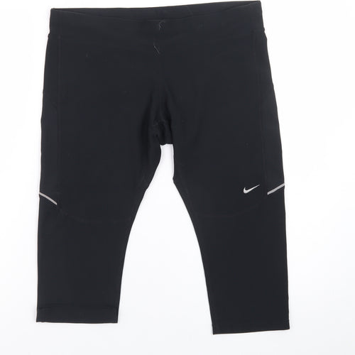 Nike Women's Black Dri-Fit Capri Leggings Size L Stretch Running