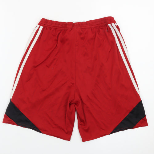 Adidas Boys Red Athletic Shorts Size 164 YXL Elastic Waist Sportswear
