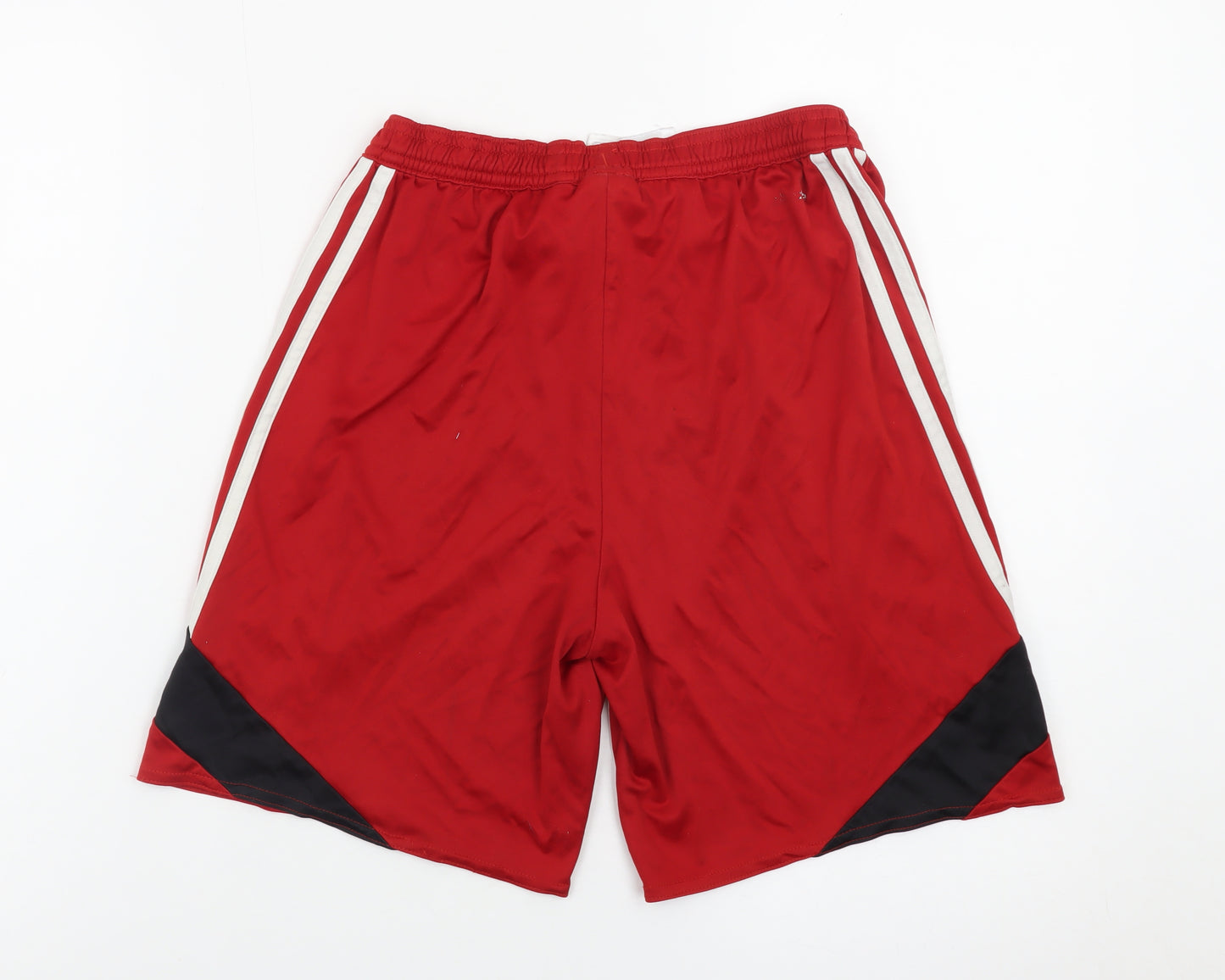 Adidas Boys Red Athletic Shorts Size 164 YXL Elastic Waist Sportswear