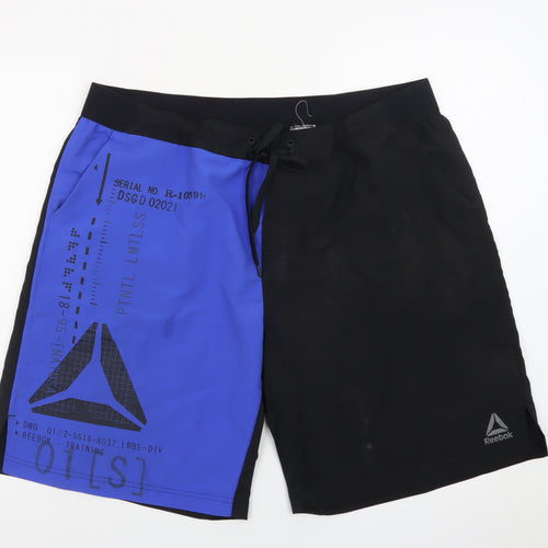 Reebok Men’s Blue Black XL Biker Quick Dry Sports Shorts
