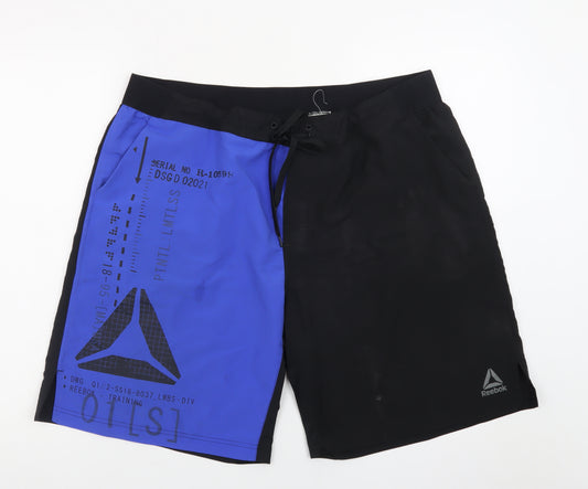 Reebok Men’s Blue Black XL Biker Quick Dry Sports Shorts