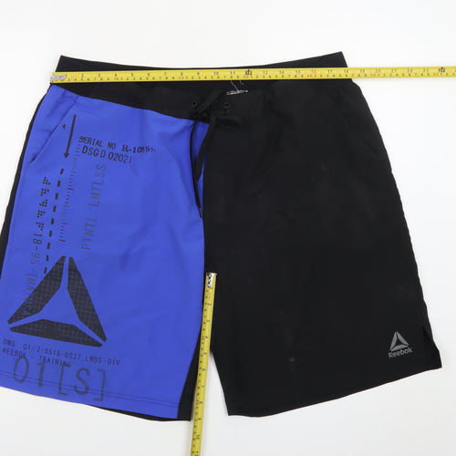 Reebok Men’s Blue Black XL Biker Quick Dry Sports Shorts