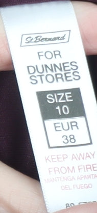 Dunnes Stores Women’s Purple Chiffon 3/4 Sleeve Pleated Tunic Blouse Size 10
