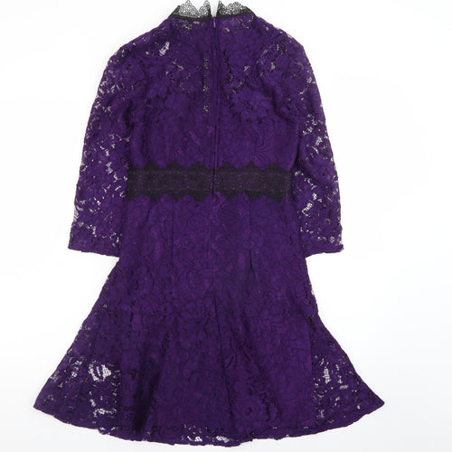 Little Mistress Women's Purple Lace Fit & Flare Dress UK 6 Petite