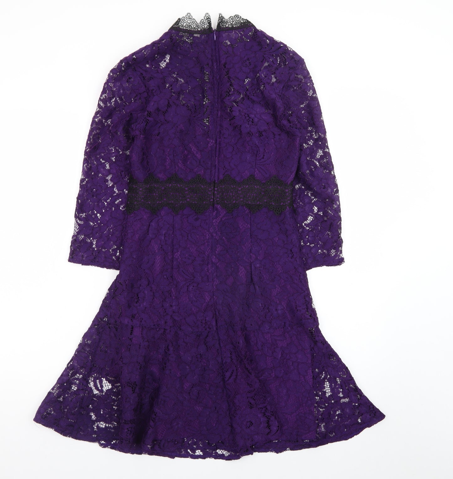 Little Mistress Women's Purple Lace Fit & Flare Dress UK 6 Petite