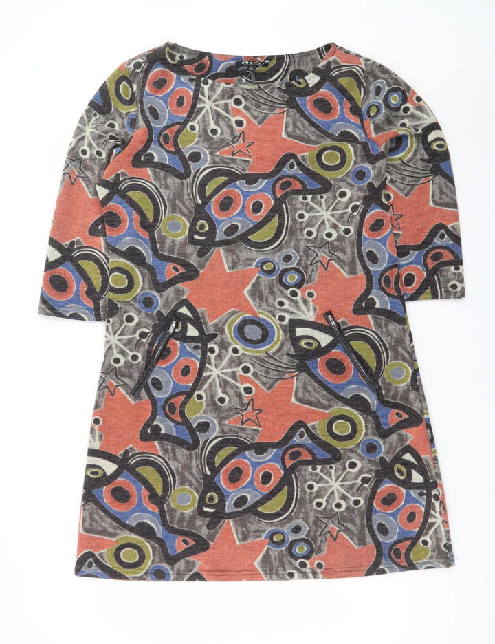 Vegas Collection Women Multicoloured XL Shift Dress Retro Print