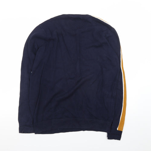 St. Bernard for Dunnes Men’s Blue Mustard Cotton Striped Crew Neck Jumper L