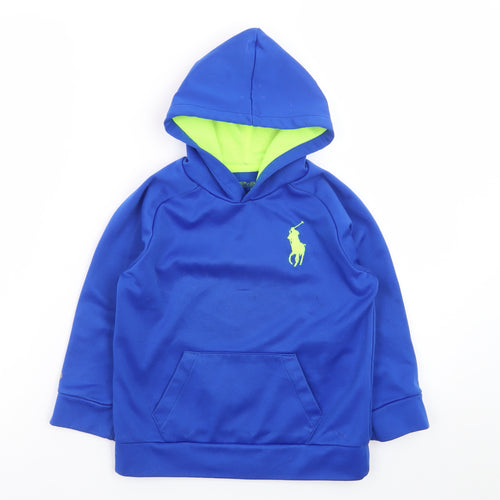 Polo Ralph Lauren Boys Blue Hoodie Size 5 Pullover Fleece Logo Design