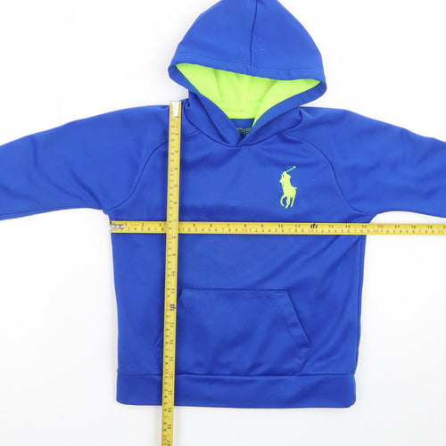 Polo Ralph Lauren Boys Blue Hoodie Size 5 Pullover Fleece Logo Design