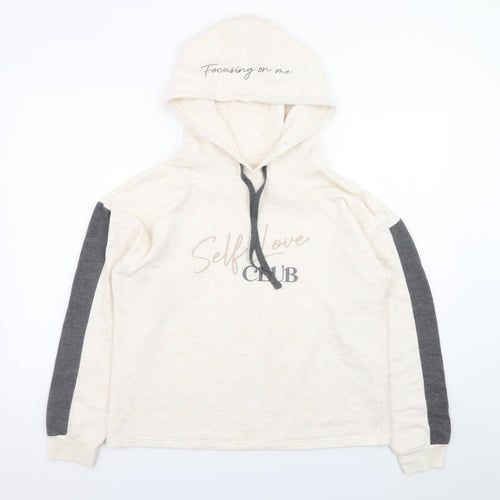 Jeff & Co Women Beige Hoodie Size 12-14 Self Love Club Print