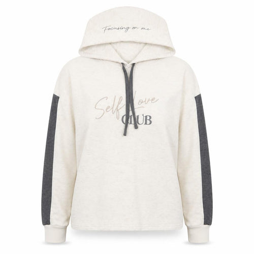 Jeff & Co Women Beige Hoodie Size 12-14 Self Love Club Print