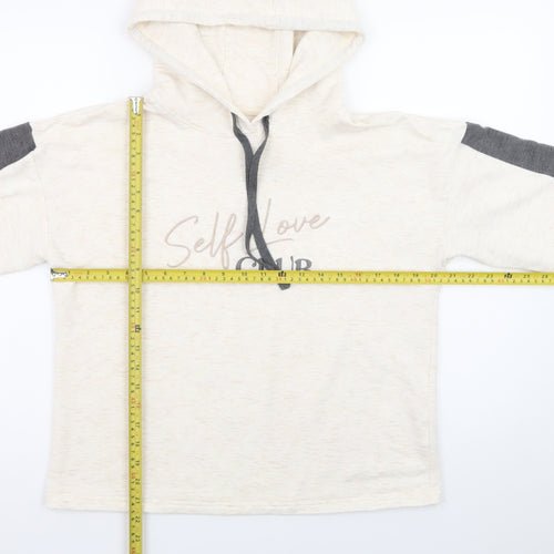 Jeff & Co Women Beige Hoodie Size 12-14 Self Love Club Print