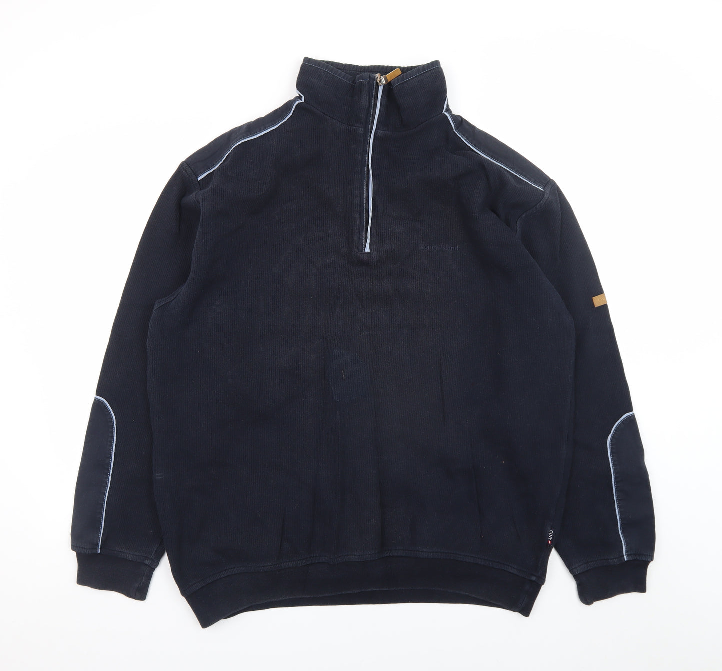 Coney Island New York Men's Blue XL 1/4 Zip Cotton Pullover Jumper