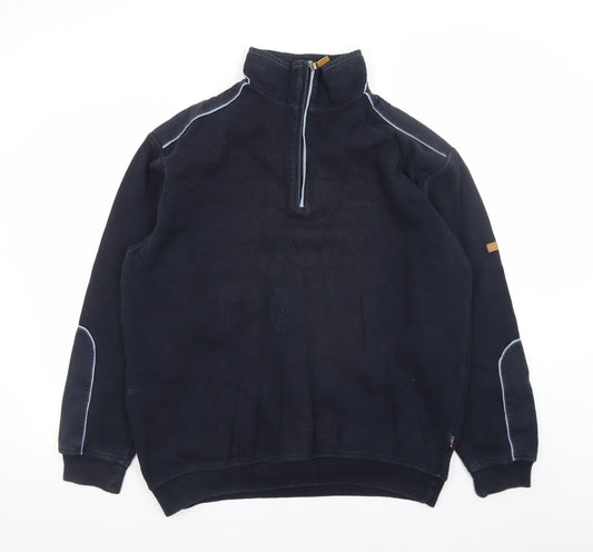 Coney Island New York Men's Blue XL 1/4 Zip Cotton Pullover Jumper