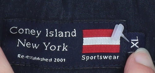 Coney Island New York Men's Blue XL 1/4 Zip Cotton Pullover Jumper