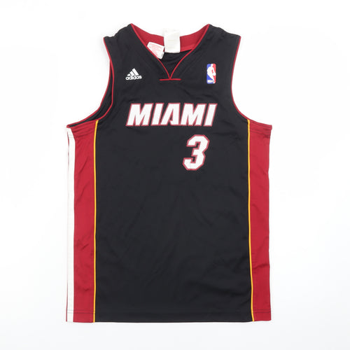 Adidas Boys Black Miami Heat Basketball Jersey Tank Top 11-12 Years