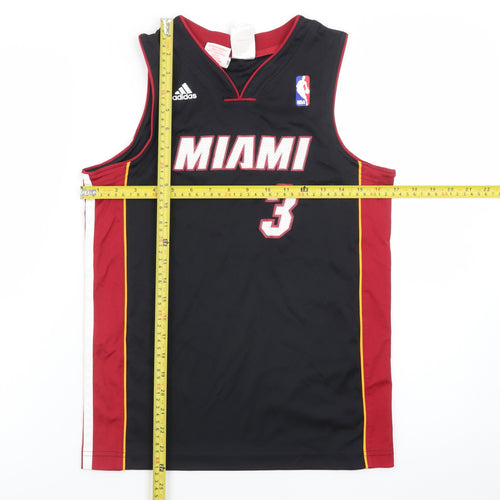 Adidas Boys Black Miami Heat Basketball Jersey Tank Top 11-12 Years