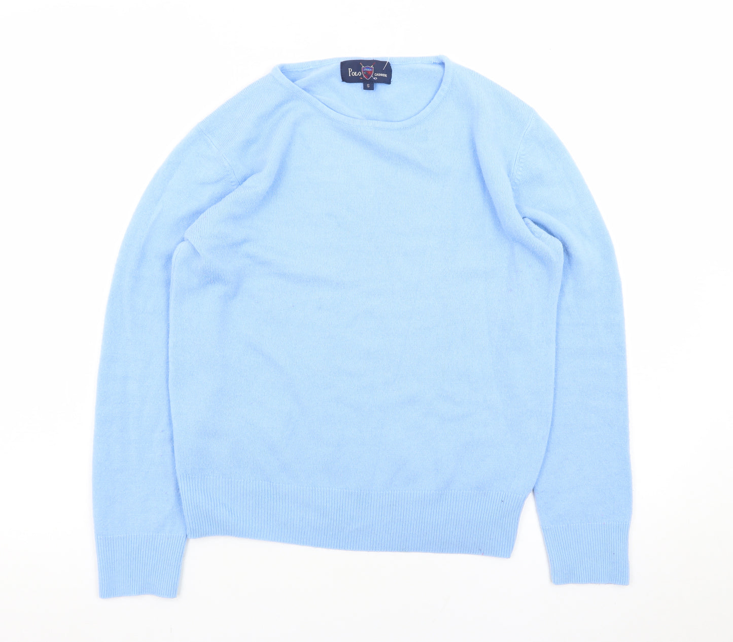 Polo Womens Blue 100% Cashmere Crew Neck Jumper Size S