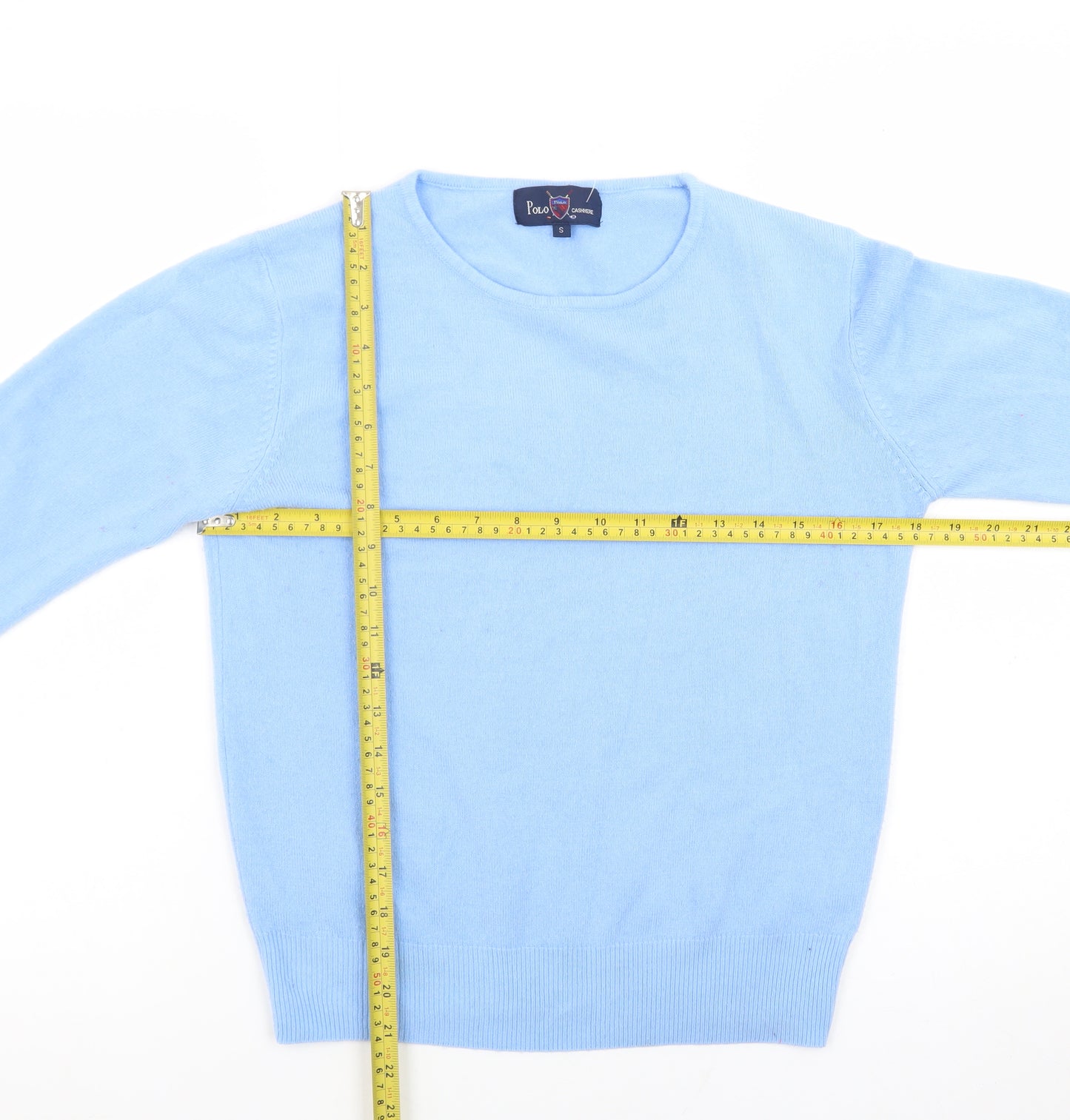 Polo Womens Blue 100% Cashmere Crew Neck Jumper Size S