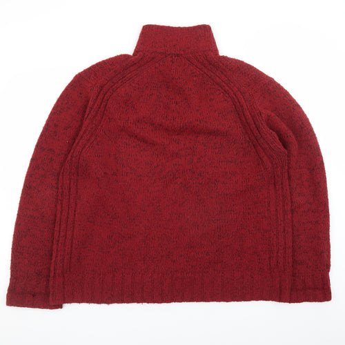Marks and Spencer Men's Red XL 1/4 Zip Wool Acrylic Chunky Knit Jumper