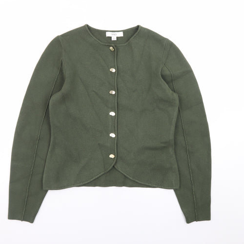Marks and Spencer Women’s Green Cardigan Small Tight-Knit Crew Neck