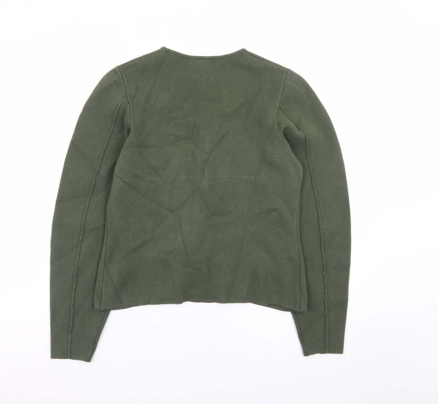 Marks and Spencer Women’s Green Cardigan Small Tight-Knit Crew Neck