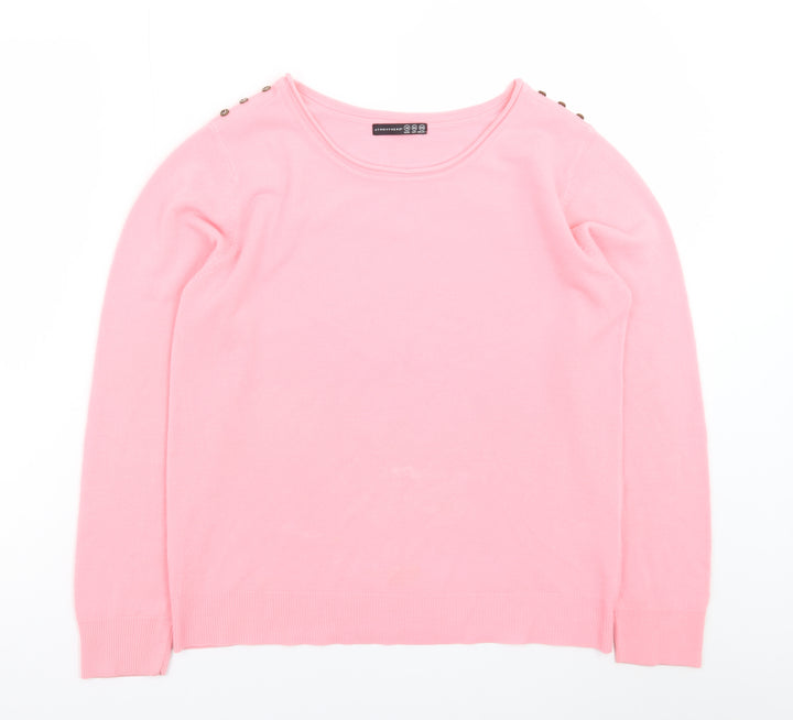 Atmosphere Women Pink Crew Neck Long Sleeve Pullover Jumper Size 14