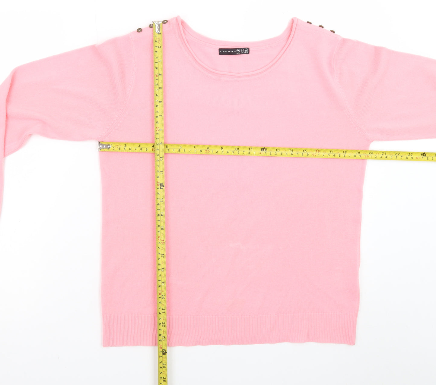 Atmosphere Women Pink Crew Neck Long Sleeve Pullover Jumper Size 14